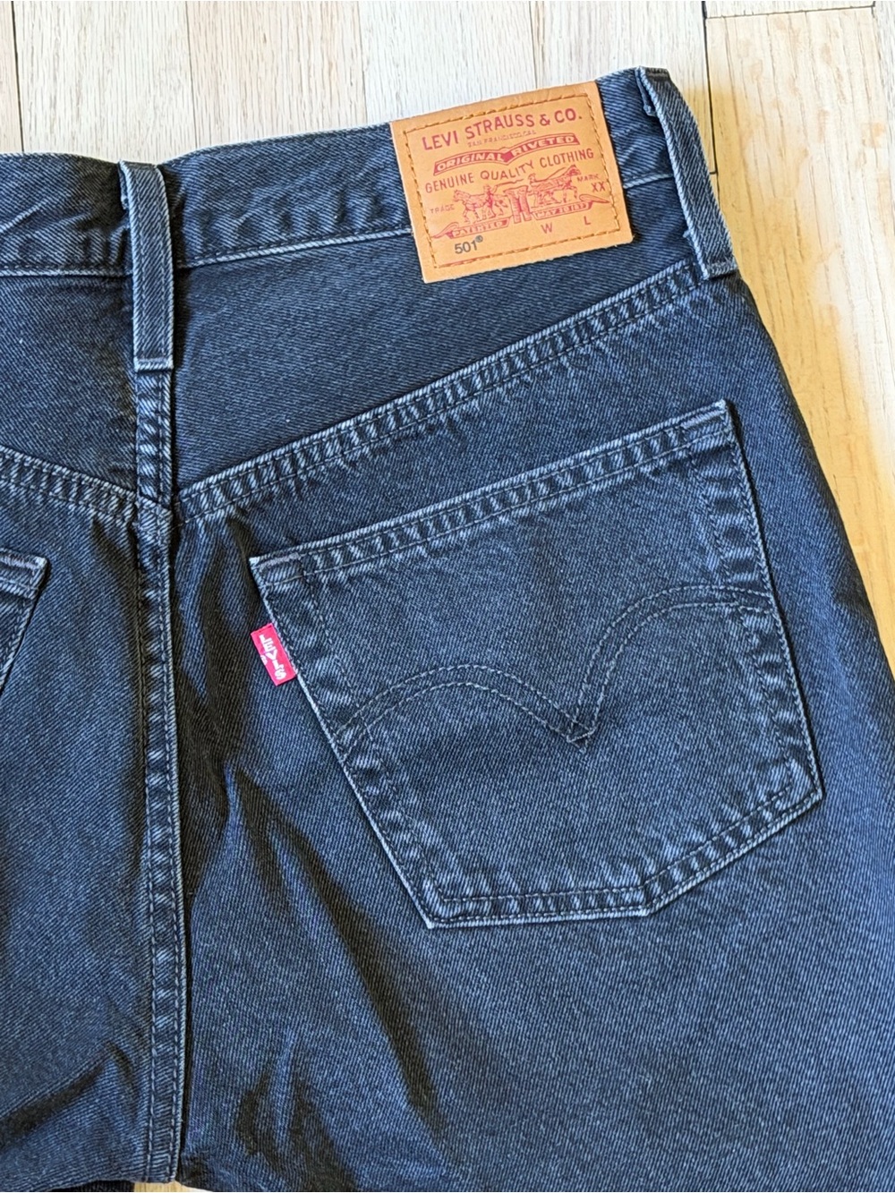 Levi's Black Frayed Hem Denim Cutoff Shorts - Picture 3 of 3